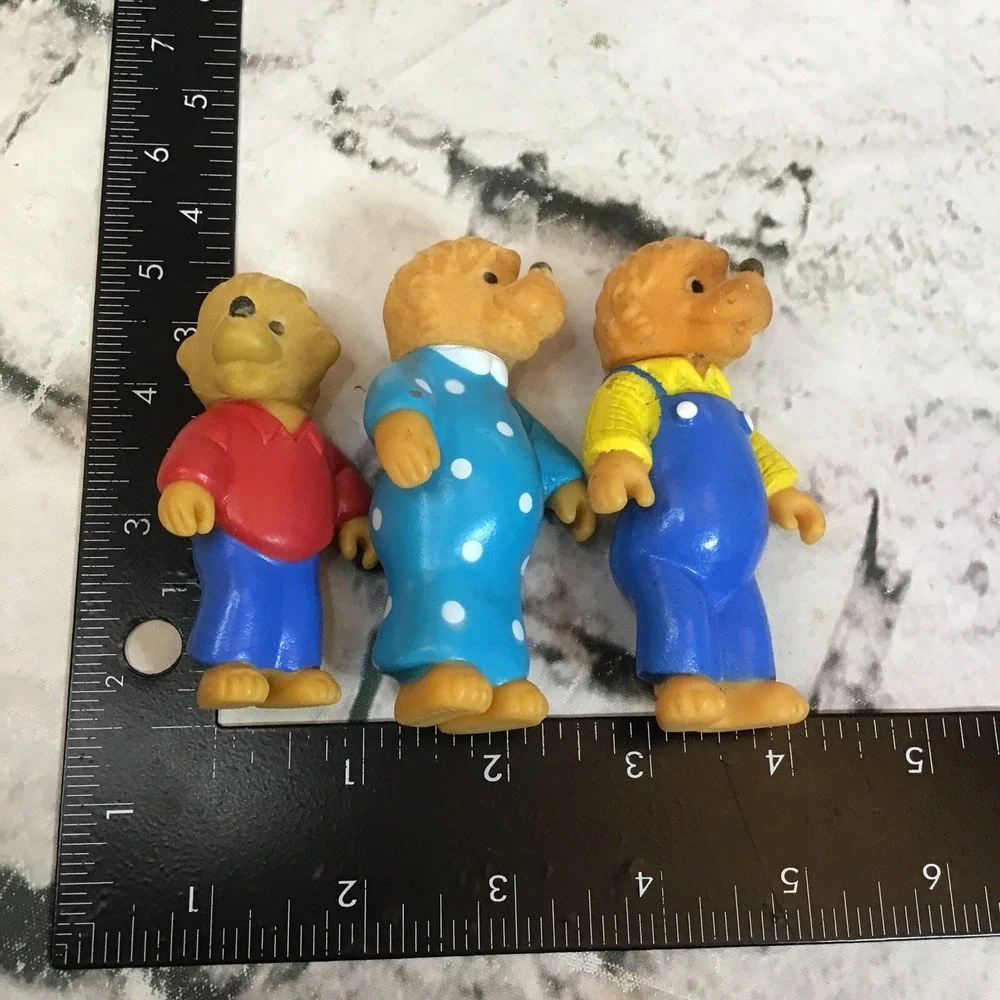 Vintage‎ 80's Berenstain Bears Flocked Figures Lot Of 3 Papa Mama Brother